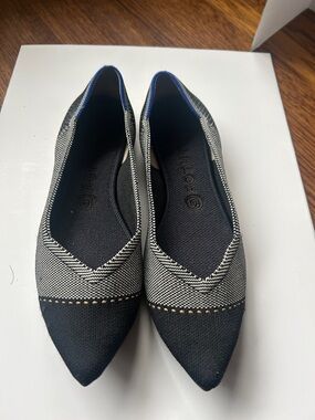 Rothy's Black and White Pointed-Toe Flats